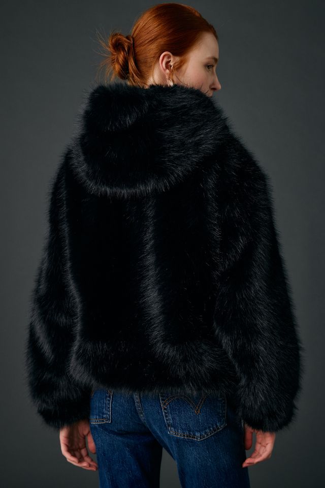 UO Sloanne Faux Fur Zip-Up Hooded Jacket #3