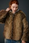 UO Sloanne Faux Fur Zip-Up Hooded Jacket