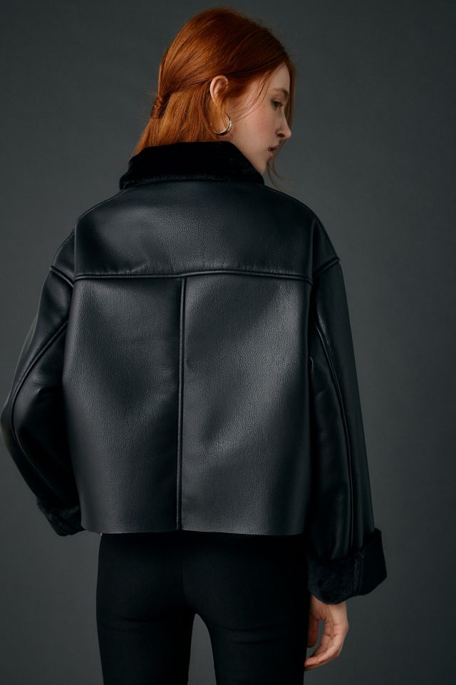 Kimchi Blue Stella Faux Leather + Faux Fur Trim Jacket #2