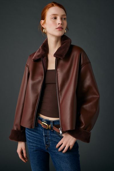 I.AM.GIA Zelda Faux Leather Faux Fur Trim Jacket | Urban Outfitters