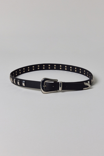 Rectangle Studded Leather Belt