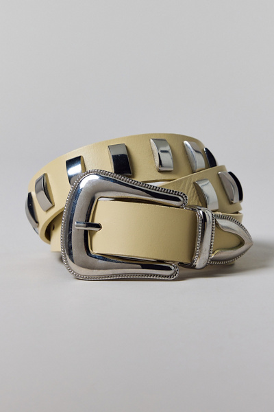Rectangle Studded Leather Belt