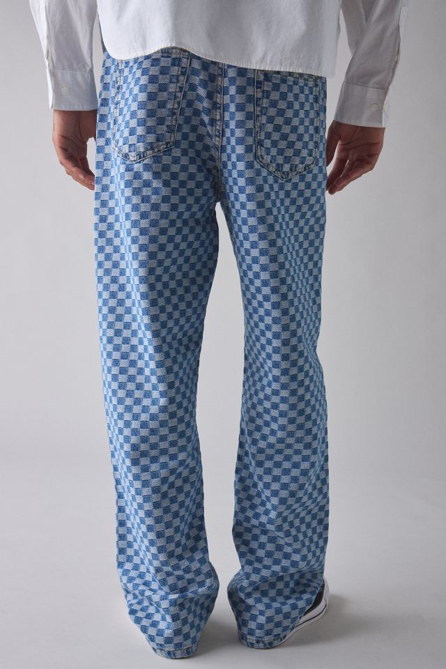 BDG Checkerboard Pattern Baggy Skate Fit Denim Jean #1