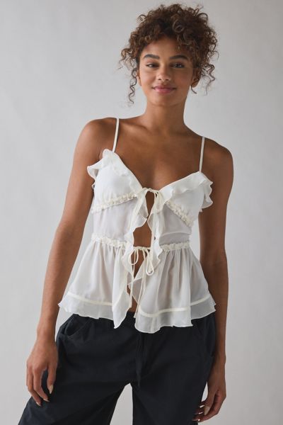 Kimchi Blue Beau Cascading Ruffle Tie-Front Flyaway Cami Product Page
