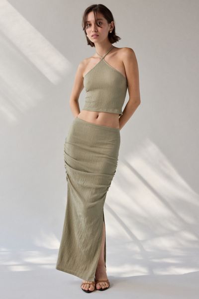 UO Caprina Ruched Knit Skirt 2-Piece Set