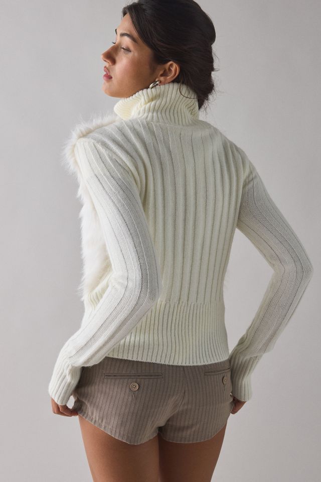 BDG Tori Faux Fur Trim Zip-Up Sweater Jacket #2