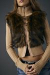 BDG Tori Faux Fur Trim Zip-Up Sweater Jacket