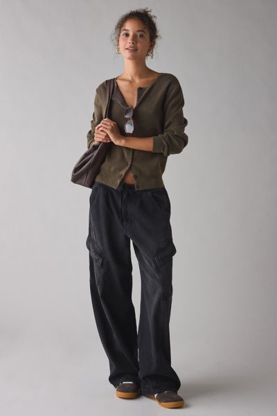 Bdg Station Cocoon Baggy Barrel Leg Cargo Jean In Black, Women's At Urban Outfitters In Black