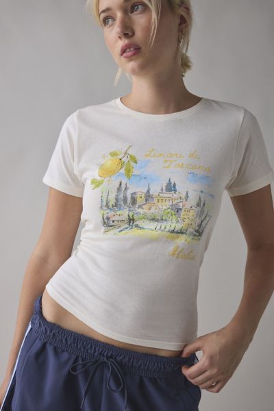 Urban Outfitters Lemon De Toscana Graphic Baby Tee In White, Women's At  In White