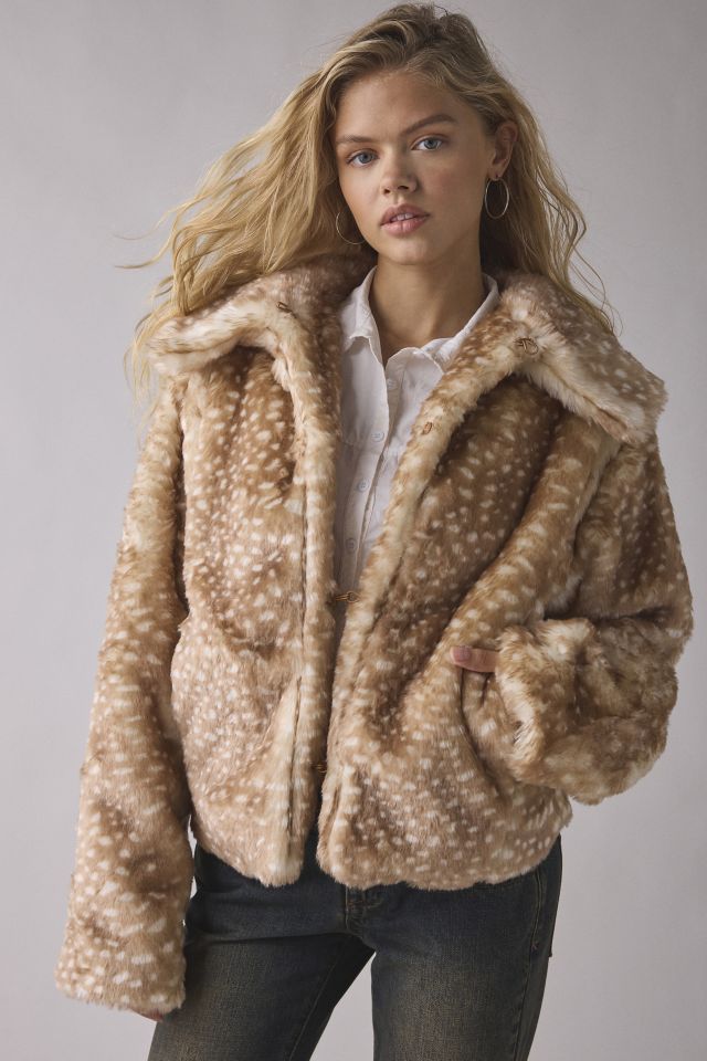 Daisy Street Fawn Faux Fur Cropped Jacket #3