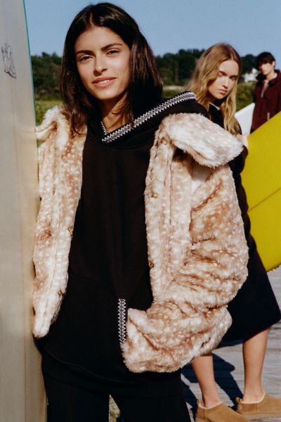 Daisy Street Fawn Faux Fur Cropped Jacket