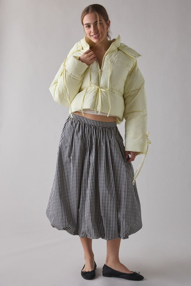 Daisy Street Willow Tie-Front Bow Cropped Puffer Jacket #2