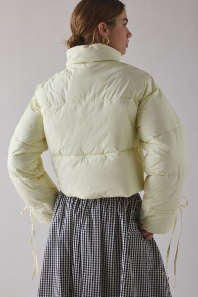Daisy Street Willow Tie-Front Bow Cropped Puffer Jacket