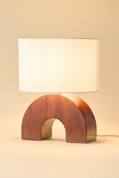Urban Outfitters Bernie Arched Mango Wood Table Lamp In Brown At