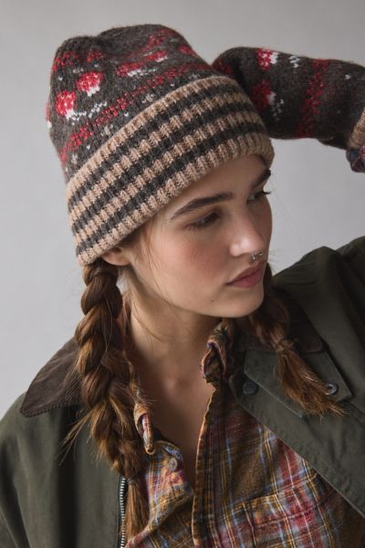 Urban Outfitters Mushroom Pattern Beanie In Brown, Women's At  In Brown