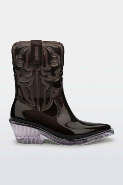 Melissa Texas Jelly Cowboy Boot In Black Transparent/glass, Women's At Urban Outfitters