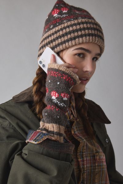 Mushroom Pattern Fingerless Glove