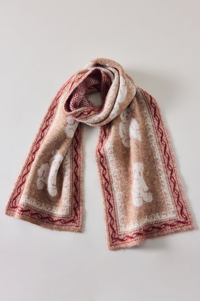 Teddy Bear Pattern Knit Scarf #1