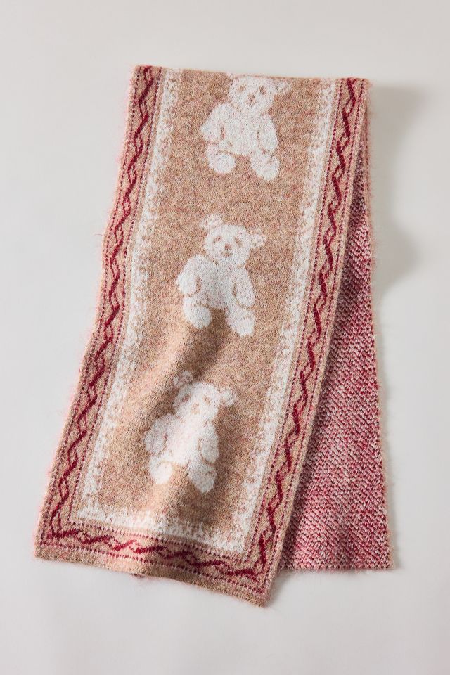 Teddy Bear Pattern Knit Scarf #2