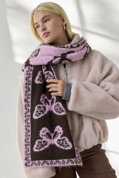 Butterfly Pattern Knit Scarf