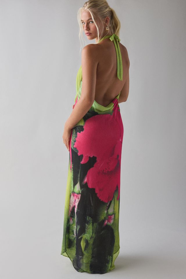 I.AM.GIA. Samantha Georgette Plunging Cowl Halter Maxi Dress #2