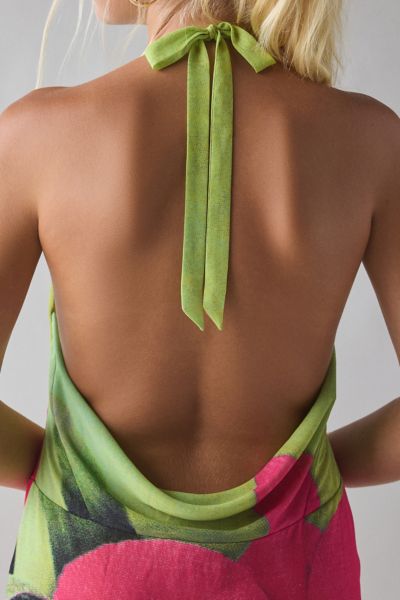 I.AM.GIA. Samantha Georgette Plunging Cowl Halter Maxi Dress