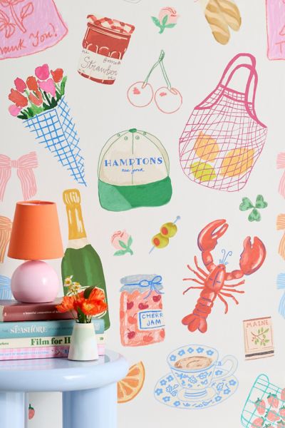 FEMcreative English Roses In Pink And Green Removable Wallpaper