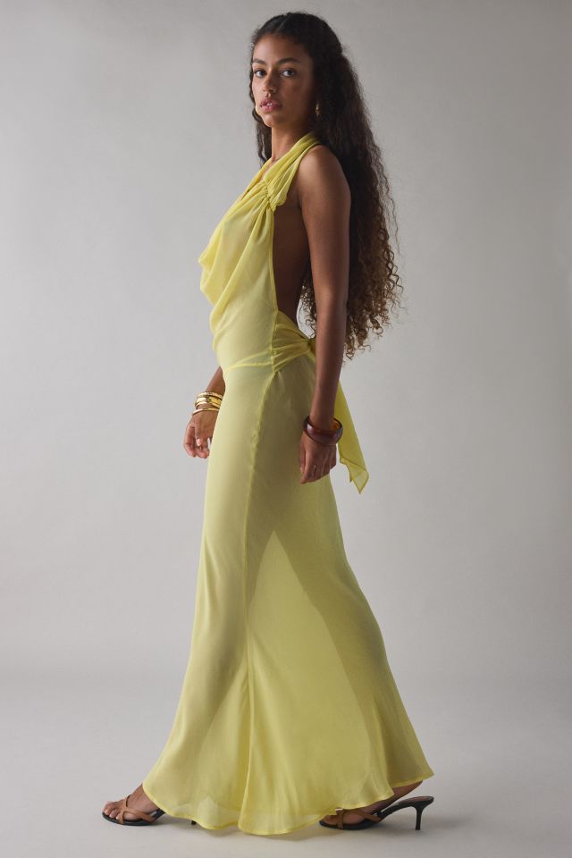 I.AM.GIA Khalo Semi-Sheer Draped Cowl Neck Maxi Dress #1