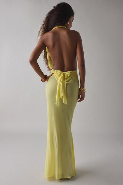 I.AM.GIA Khalo Semi-Sheer Draped Cowl Neck Maxi Dress