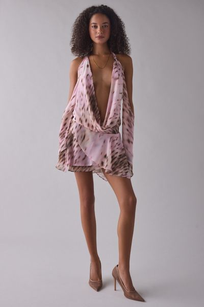 I.AM.GIA. Rosanna Plunging Cowl Halter Mini Dress