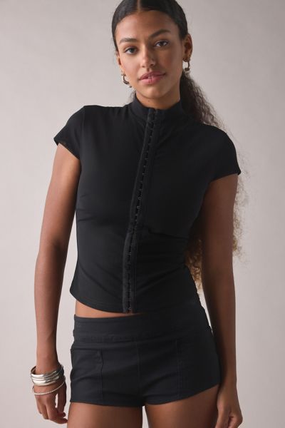 I.AM.GIA. Isela Mockneck Short Sleeve Crop Top