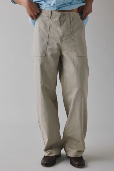 Bdg Dayton Herringbone Twill Pant In Light Grey, Men's At Urban Outfitters In Gray