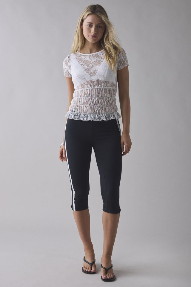Kimchi Blue Miley Sheer Lace Smocked Crop Top #1