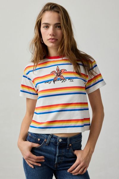 Stranger Things The Upside Down Graphic Striped Slim Tee