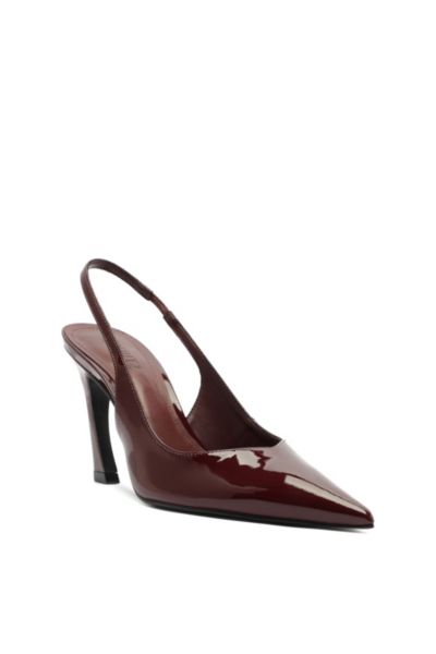 Schutz Lexi Shiny Leather Slingback Pumps In Brown