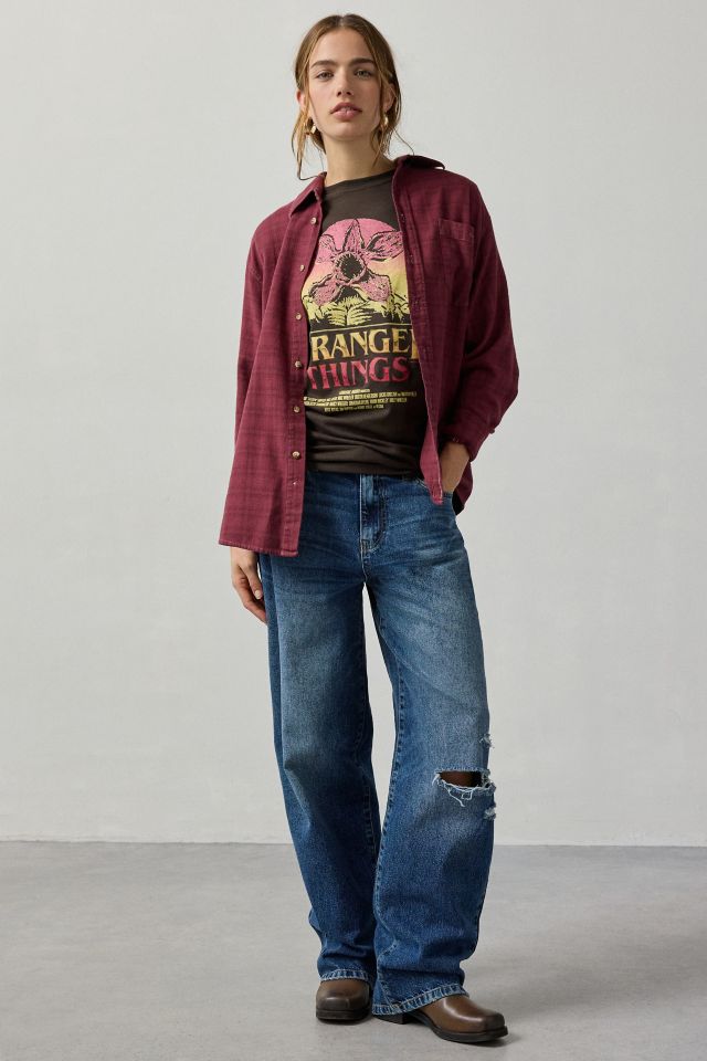 Robe T-Shirt Surdimensionnée Stranger Things Graphique Délavé #2