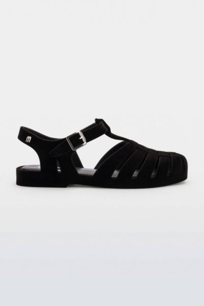 Melissa Possession Velvet Ii Fisherman Sandal In Black Flocked, Women's At Urban Outfitters