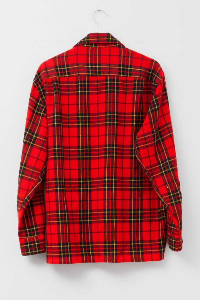 Vintage 1970s Distressed Loop Collar Plaid Work Shirt #2