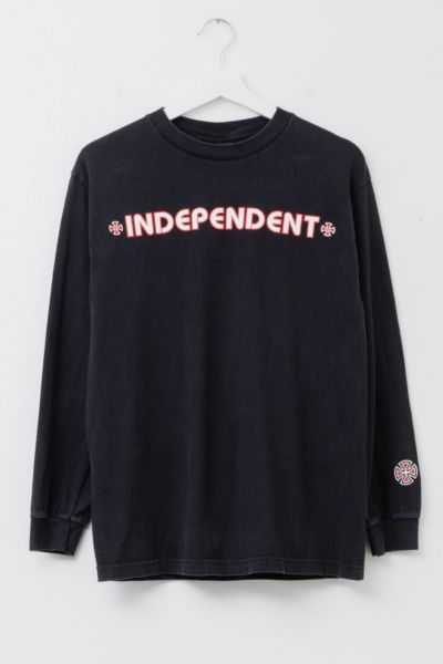 Vintage 1990s Distressed Independent Trucks Long Sleeve Black Graphic T-Shirt