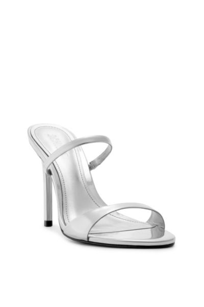 Schutz Jessica Metallic Slide Sandal In Silver