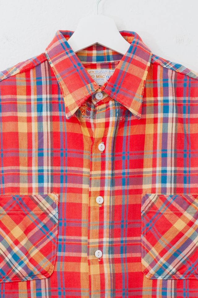 Vintage 1970s Distressed Big Mac Red Cotton Plaid Work Shirt #1