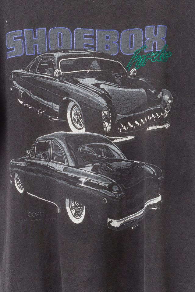 Vintage 1990s Distressed Shoebox Fords Black Graphic T-Shirt #1
