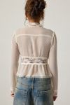 Kimchi Blue Dolly Sheer Swiss Dot Lace Trim Babydoll Blouse