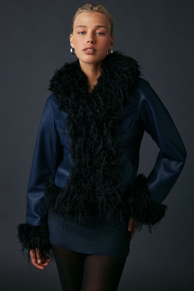 Kimchi Blue Tiffany Faux Leather + Faux Fur Trim Jacket #1