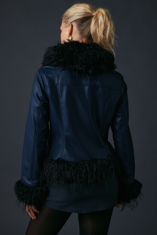 Kimchi Blue Tiffany Faux Leather + Faux Fur Trim Jacket #2