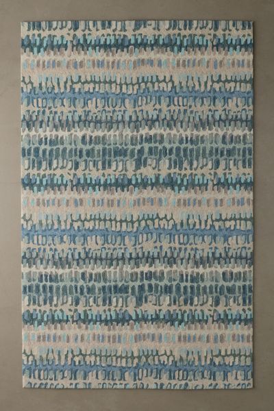 Urban Outfitters Paint Chip Woven Wool Rug In Blue At