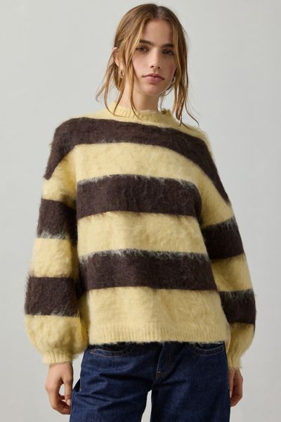 Daisy Street Fudge Stripe Fuzzy Sweater