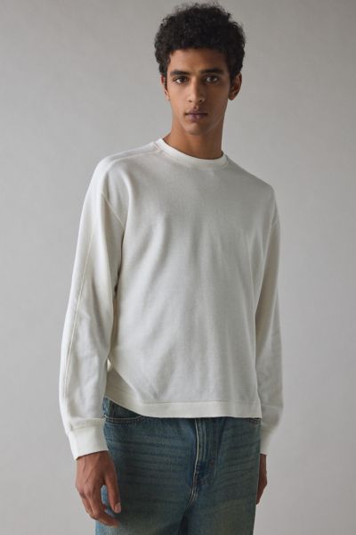 Standard Cloth Toro Thermal Long Sleeve Tee In Ivory, Men's At Urban Outfitters In White