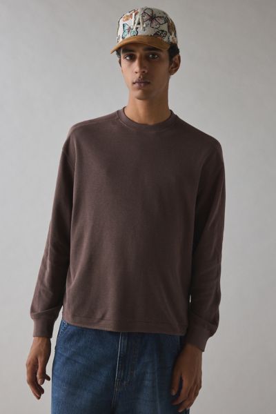 Standard Cloth Toro Thermal Long Sleeve Tee In Brown, Men's At Urban Outfitters In Brown