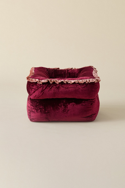 Ellis Ruffle Velvet Bean Bag Ottoman